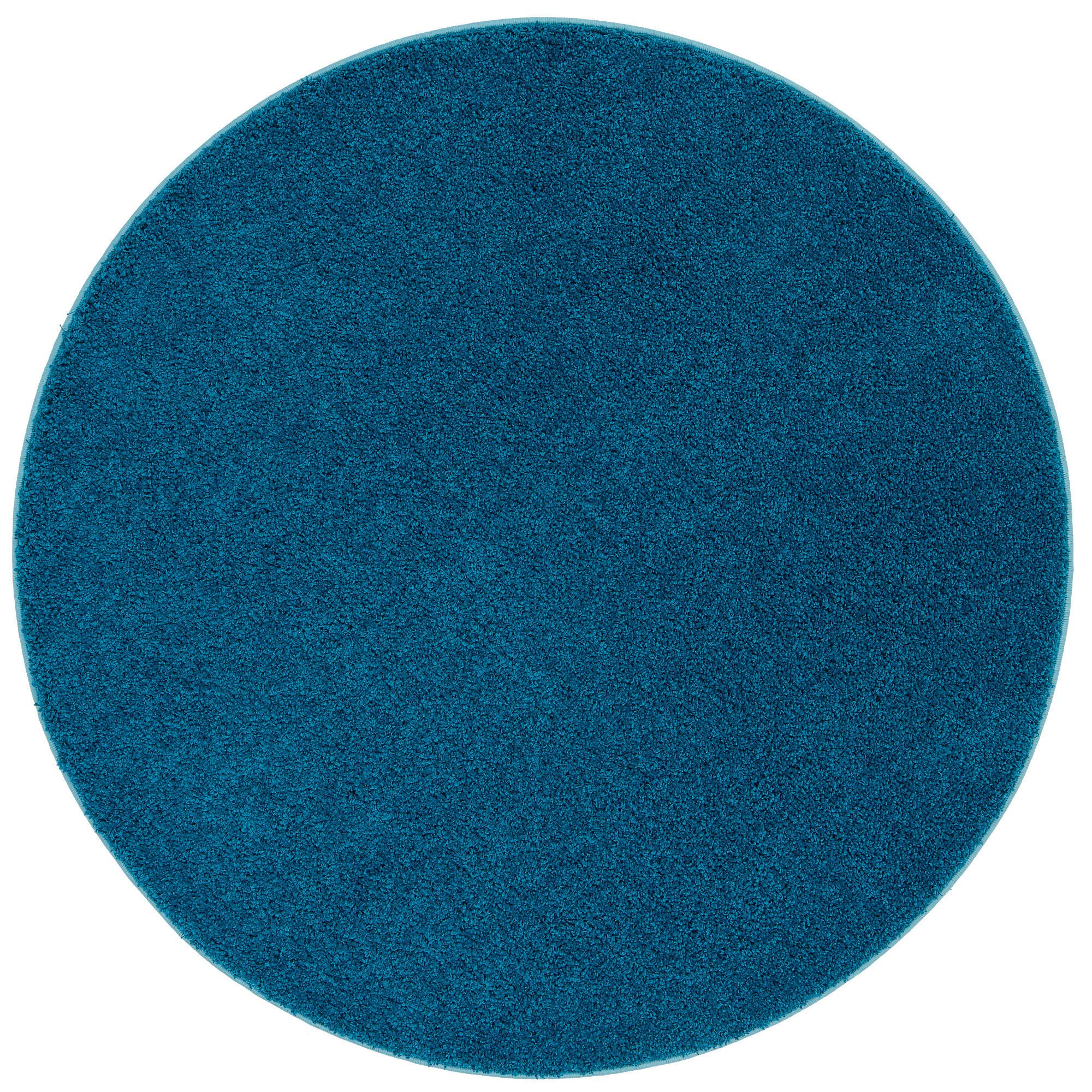 LUXUS HOCHFLOR LANGFLOR TEPPICH MILANO RUND - Petrol, Textil (200/200cm) - Snapstyle