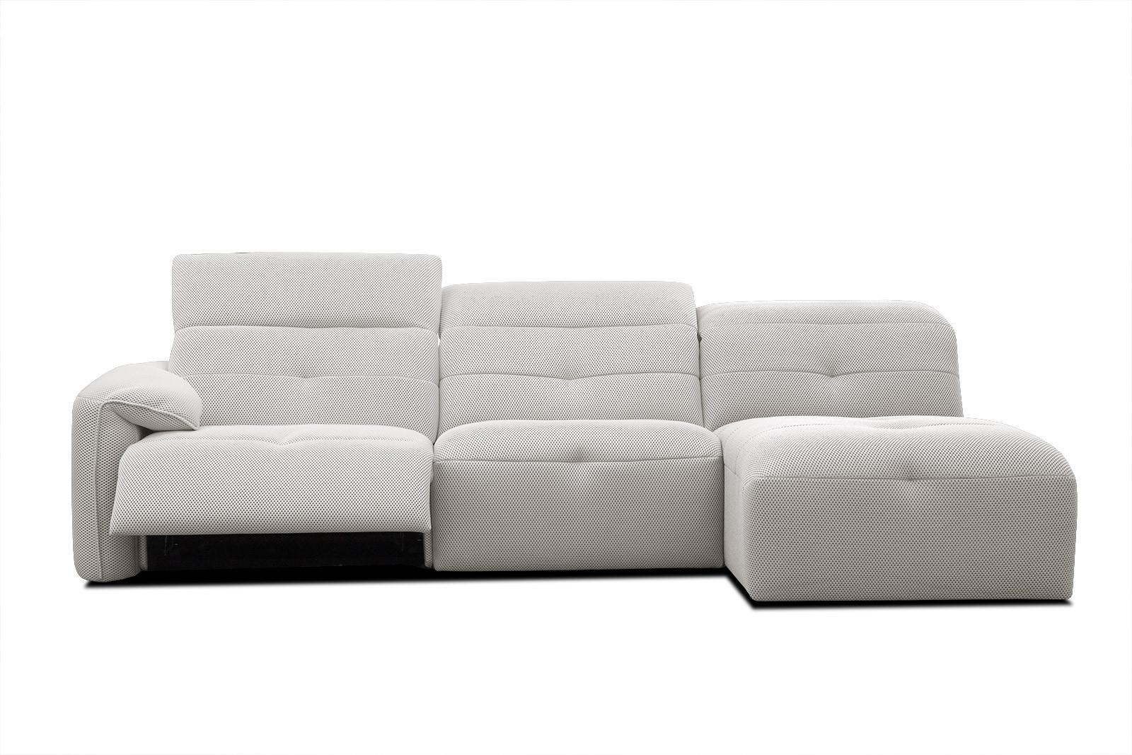 ECKSOFA TRENTO 4-Sitzer mit 1 Relaxfunktion, ecru - Ecru/Schwarz, Holzwerkstoff/Kunststoff (262/165cm) - Wozimo
