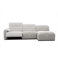 ECKSOFA TRENTO 4-Sitzer mit 1 Relaxfunktion, ecru - Ecru/Schwarz, Holzwerkstoff/Kunststoff (262/165cm) - Wozimo