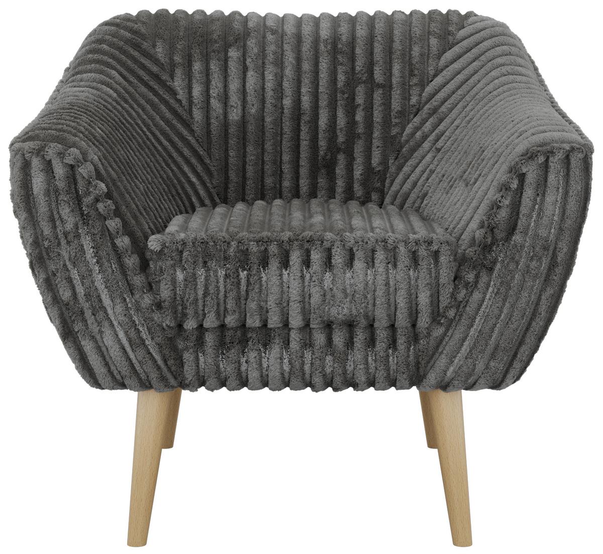 SESSEL PIRS - Grau Cord - Holzbeine - Buchefarben/Grau, Holzwerkstoff/Textil (80/75/74cm) - MKS