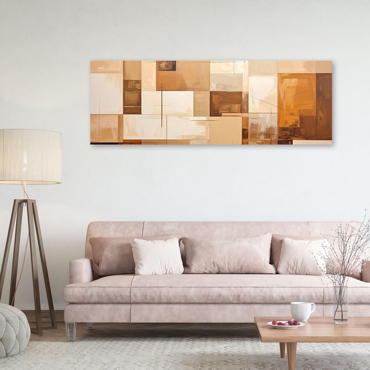 LEINWANDBILD 3D und geometrisch 120x40cm - Beige, Textil (120/40cm) - Feeby