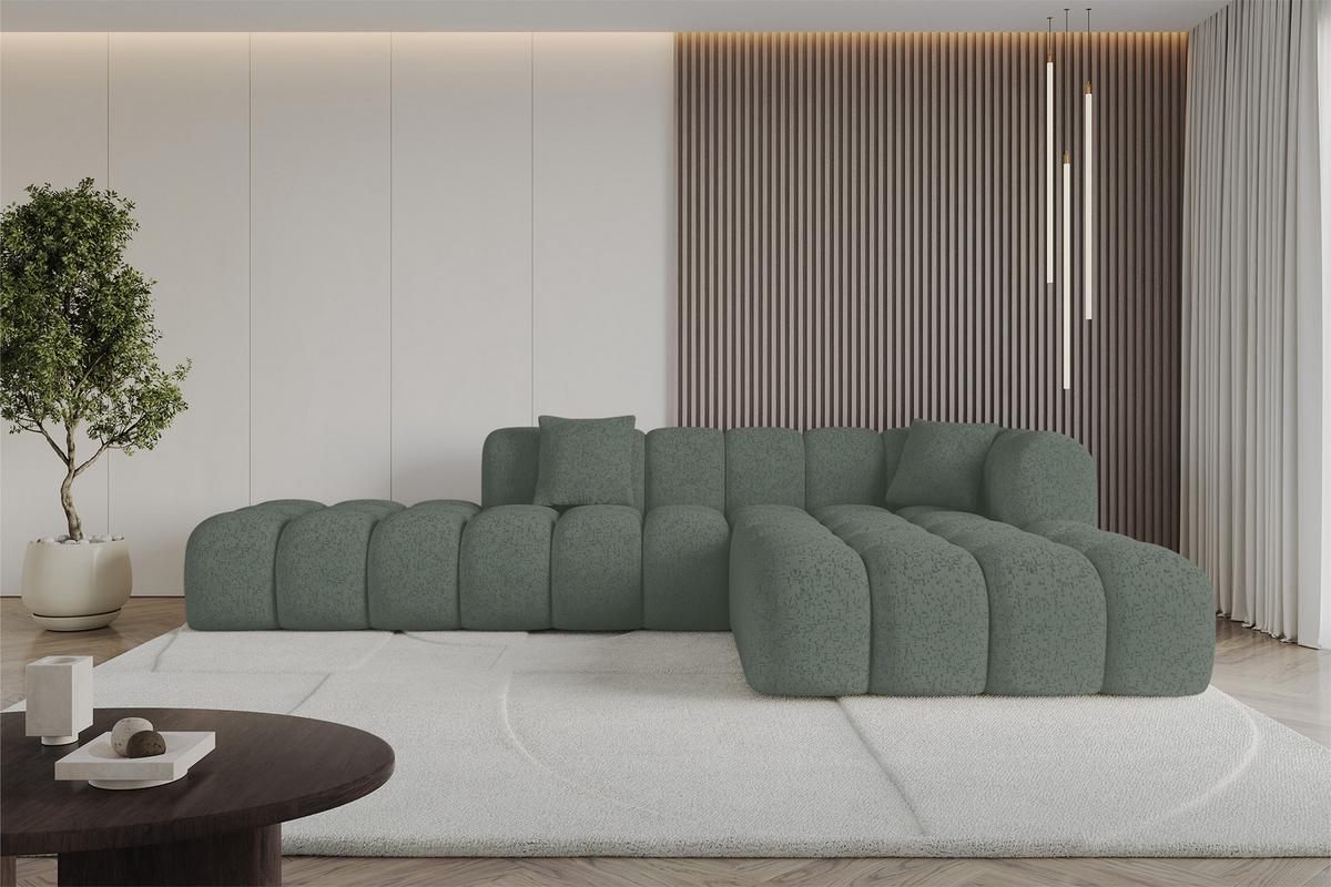 ECKSOFA Ottomane Rechts OLEA-L2 - 289x176x71 cm Grün - Schwarz/Grün, Holzwerkstoff/Kunststoff (289/176cm)