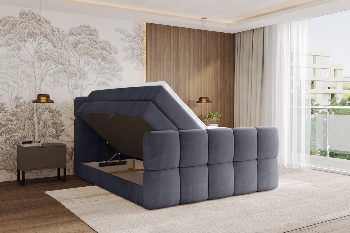 BOXBETT mit Matratze H3/H4 - FAMA-Z KING - 120x200 cm Dunkelgrau Casablanca - Dunkelgrau, Holzwerkstoff (120/200cm) - ALTDECOR