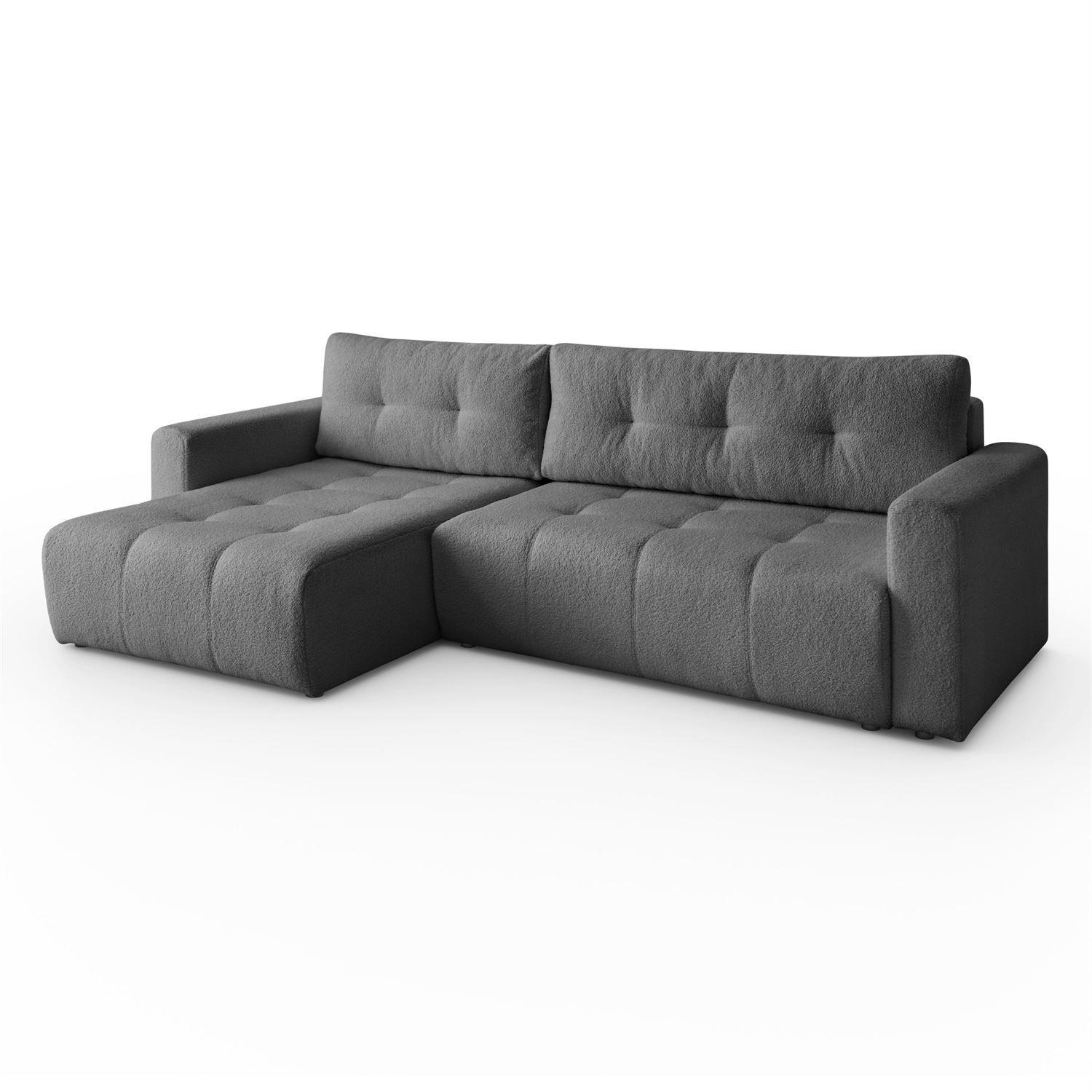 ECKSOFA ASTON mit Schlaffunktion und Bettkasten - Graphitfarben, Textil (261/143cm) - Lookway