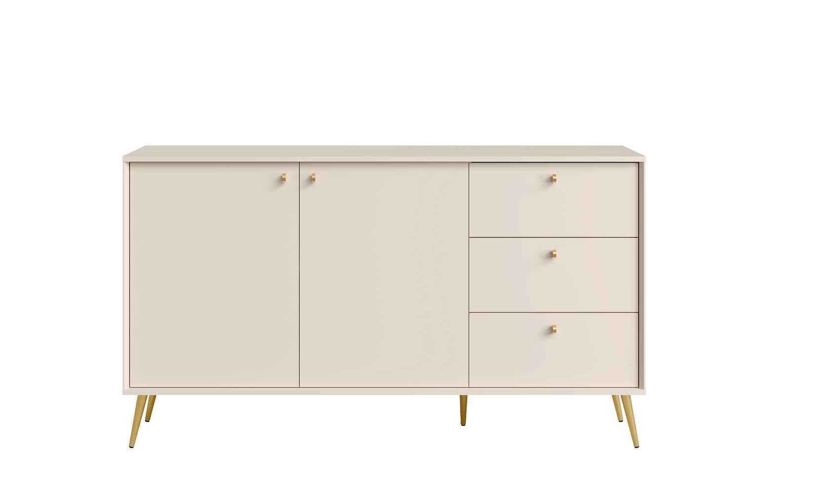 KOMMODE SFERA 156,2/89,2/40,5cm mit 3 Schubladen 2 Türen Beige - Beige, Holzwerkstoff (156.2/89.2/40.5cm) - MASSENO