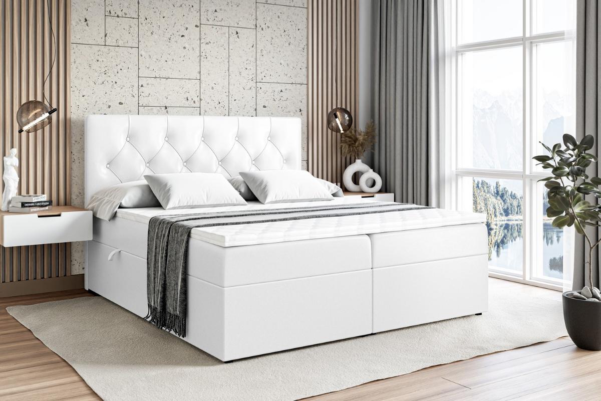 BOXBETT mit Matratze H3 und Lattenrost - MIRAGE - 140x200 Weiß Hochglanz - Weiß Hochglanz, Holzwerkstoff (140/200cm) - ALTDECOR