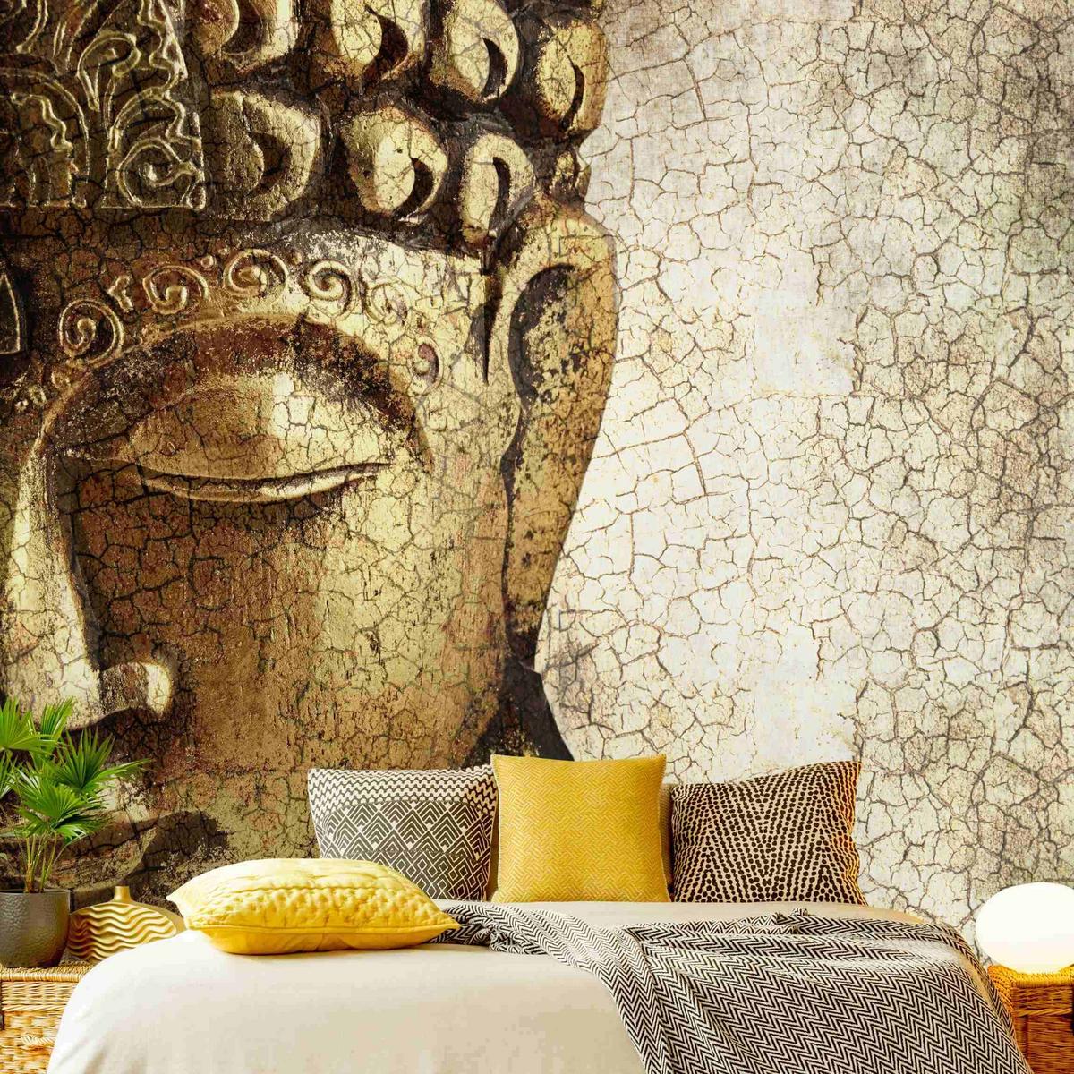 FOTOTAPETE Vintage Buddha 240/240 cm - Goldfarben, Papier (240/240cm) - Bilderwelten