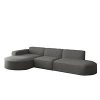 ECKSOFA Ottomane Palma Opera Velvet - Anthrazit, Holzwerkstoff/Textil (296/165cm) - Fun Möbel