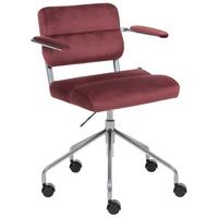 SCHREIBTISCHSTUHL Samtstoff Burgunderrot Candor - Dunkelrot, Kunststoff/Textil (47/74/45cm) - Beliani