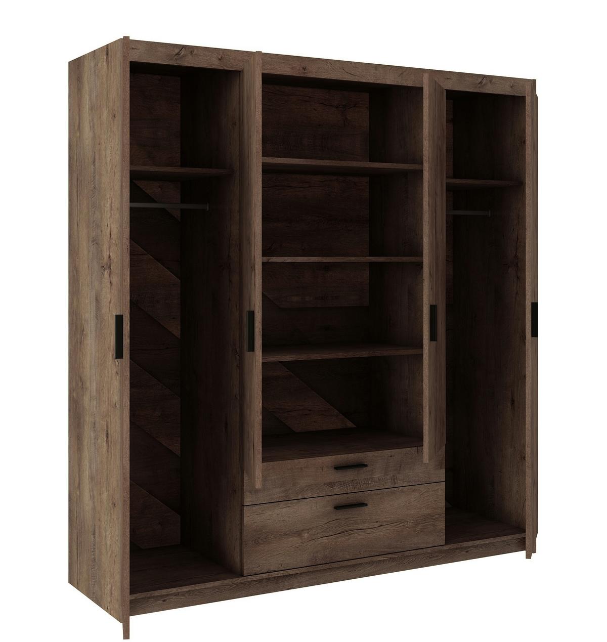 KLEIDERSCHRANK Storicos Eiche Lefkas 176,3/190,5/53 cm - 4T2S Modern mit Schubladen - Braun, Holzwerkstoff/Kunststoff (176.3/190.5/53cm) - AX Living