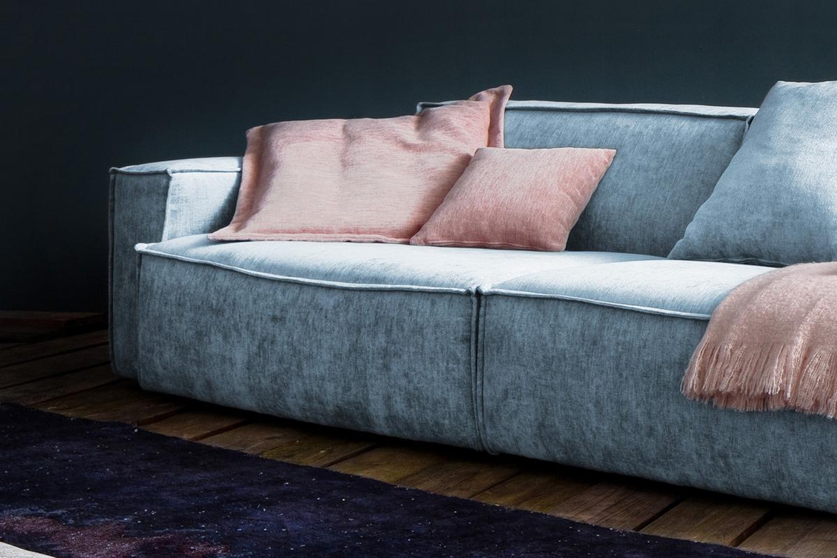 RIESENSOFA SAMU Hellblau Webstoff - Schwarz/Hellblau, Textil (418/72/106cm) - KAWOLA