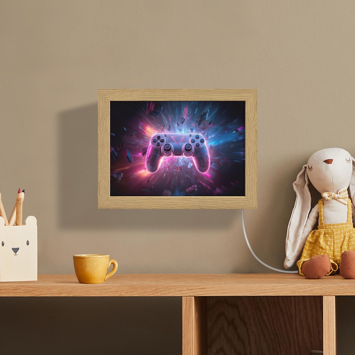 WANDLEUCHTE Controller - Neon - Explosion - Abstrakt 20x15 cm - Violett, Holzwerkstoff (20/15/8cm) - OnlyWow