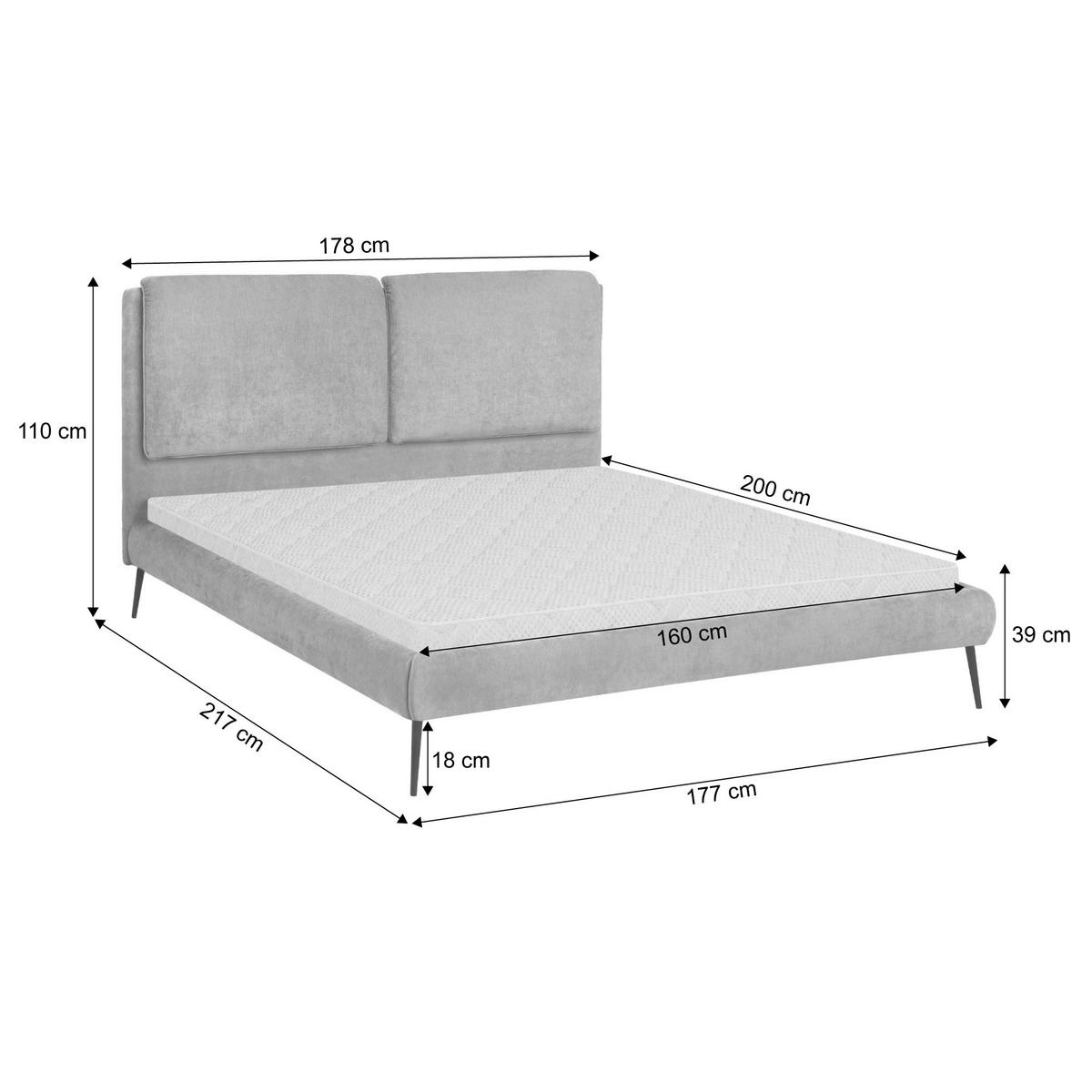 POLSTERBETT Nuit, Doppelbett 160x200 cm mit Schaumstoffmatratze 10 cm, Chenille-Stoff, Dunkelgrau - Dunkelgrau, Textil (160/200cm) - Beautysofa