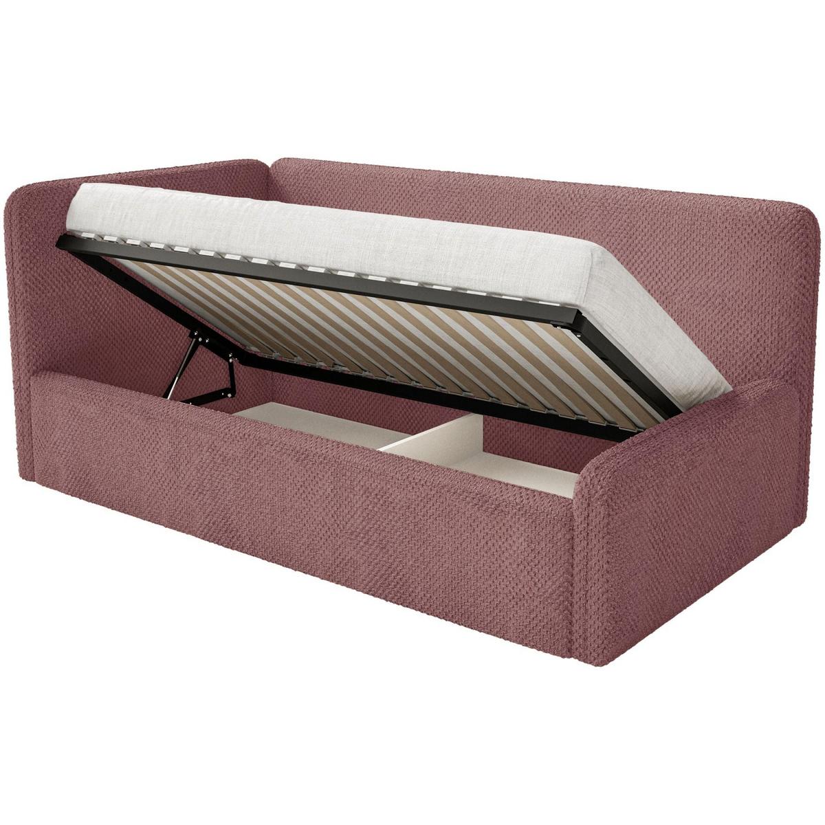 JUGENDBETT Fanko Plüsch Rosa 90x200 cm - Pink/Schwarz, Kunststoff/Textil (90/200cm) - Selsey