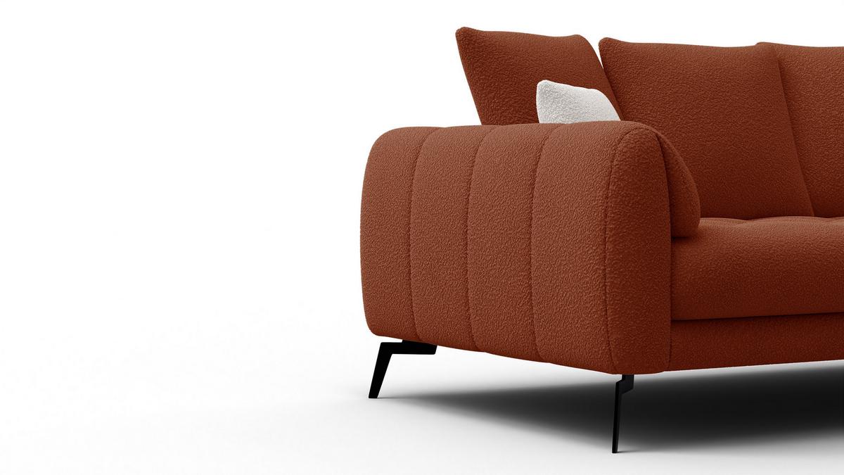 SOFA CALME 2,5-Sitzer, dunkelorange - Dunkelorange/Schwarz, Holz/Textil (199/92/108cm) - Wozimo