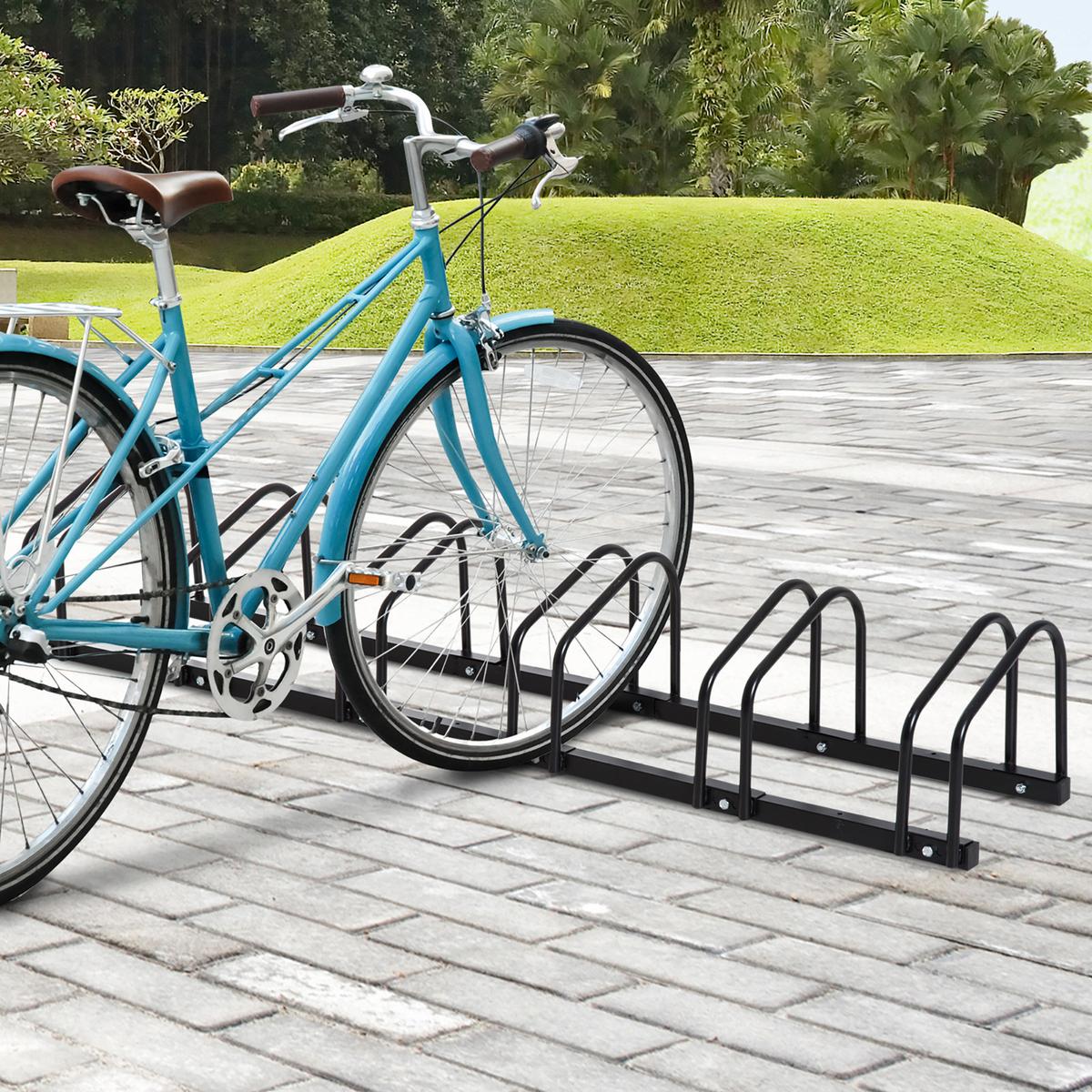 FAHRRADSTÄNDER Aufstellständer Radständer Mehrfach Bike bis 6 Fahrräder Stahl - Schwarz, Metall (33/27/179cm) - HOMCOM