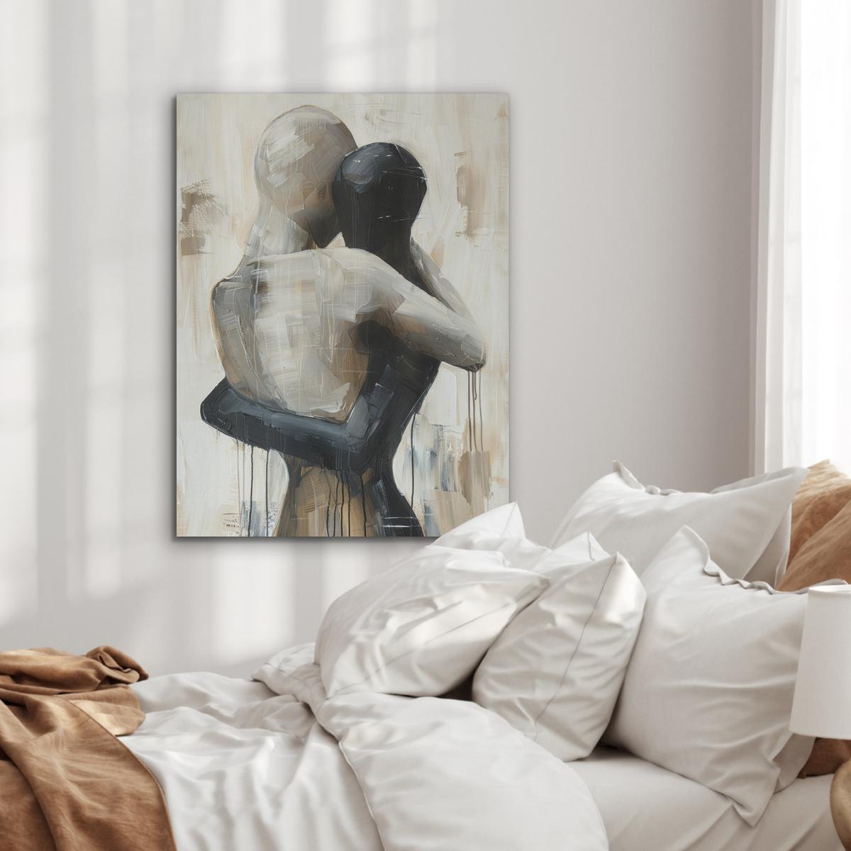 AKUSTIKBILD Abstrakt - Liebe - Schwarz und weiß - Modern Wandbilder 60x80 cm - Schwarz, Kunststoff (60/80/0.9cm) - MuchoWow