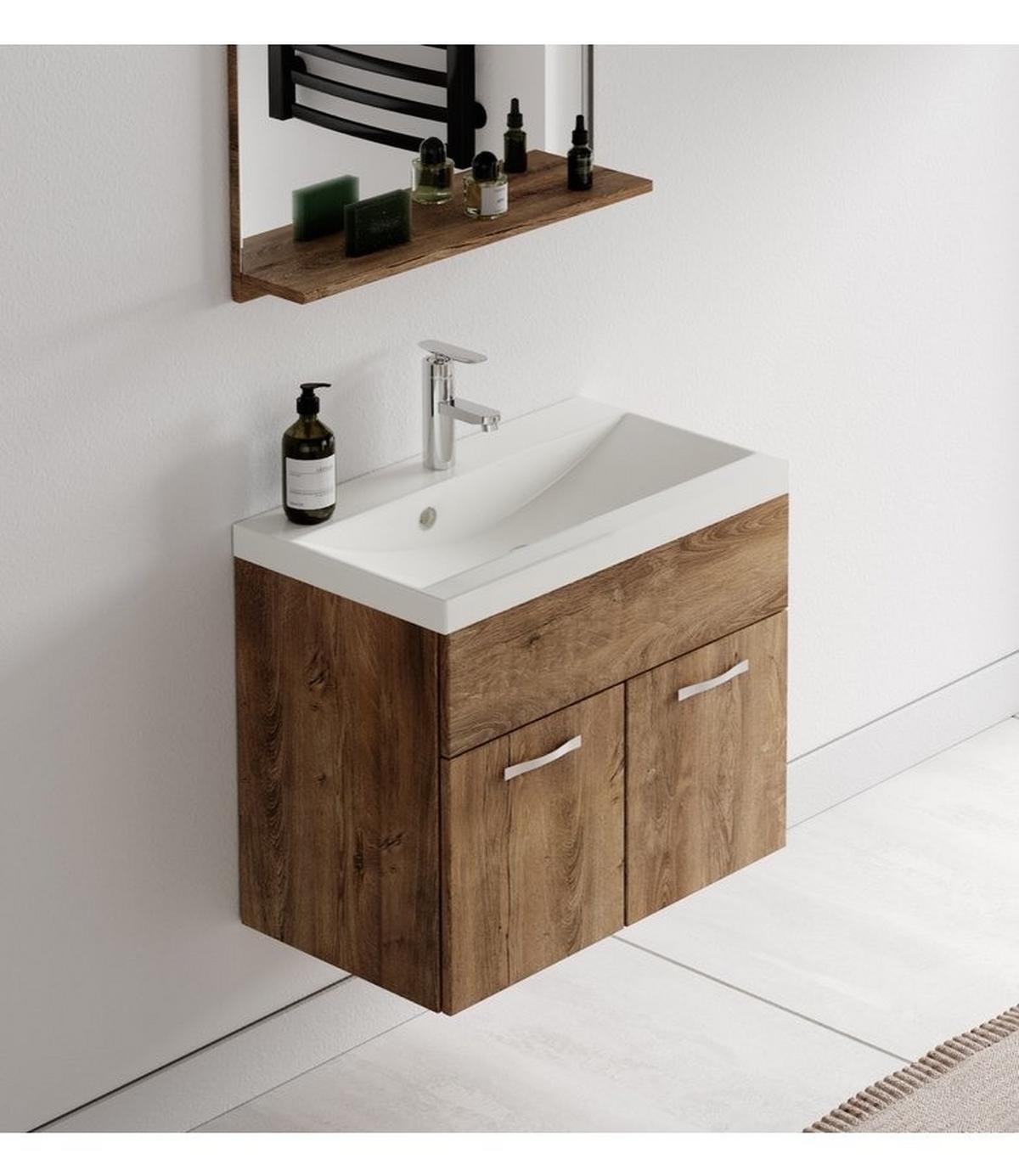 BADMÖBEL-SET Montreal 2 Teile Braun Eiche - 60 x 35 x 51 cm - Eichefarben/Braun, Holz (60/51/35cm) - Badplaats