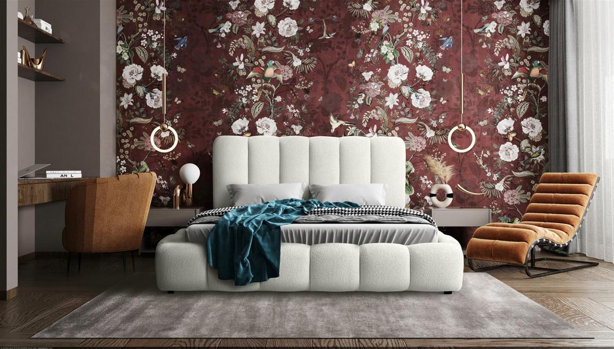 POLSTERBETT Heda Komplettset - Weiß, Holzwerkstoff/Textil (180/200cm) - Fun Möbel