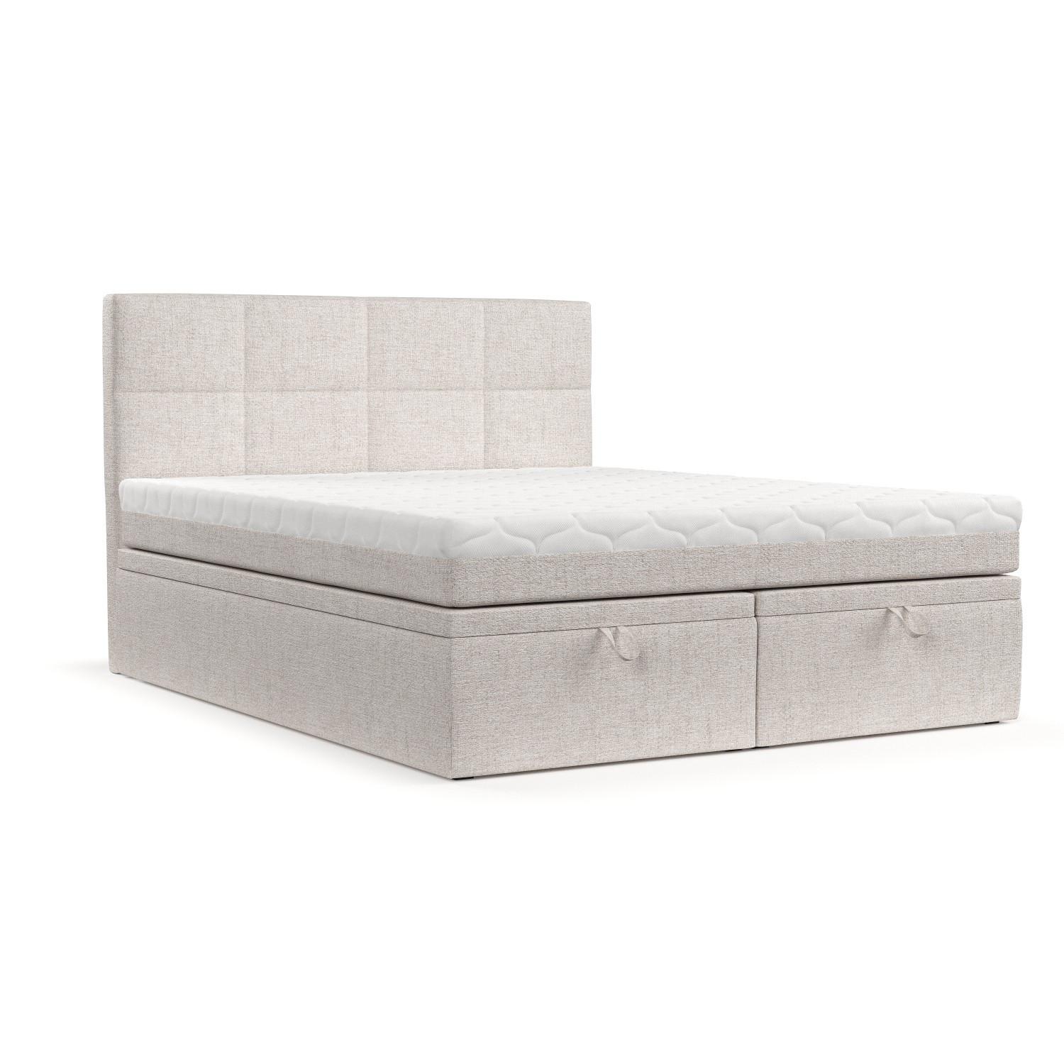 BOXBETT Tessa 180/200 cm Hellbeige im Neve Stoff - Sandfarben/Schwarz, Holz/Holzwerkstoff (180/200cm) - AltaBeds