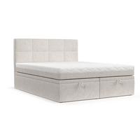 BOXBETT Tessa 180/200 cm Hellbeige im Neve Stoff - Sandfarben/Schwarz, Holz/Holzwerkstoff (180/200cm) - AltaBeds