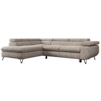 ECKSOFA PEDRO L Beige Struktur - Links Seite - Beige/Schwarz, Textil/Metall (208/273cm) - MKS