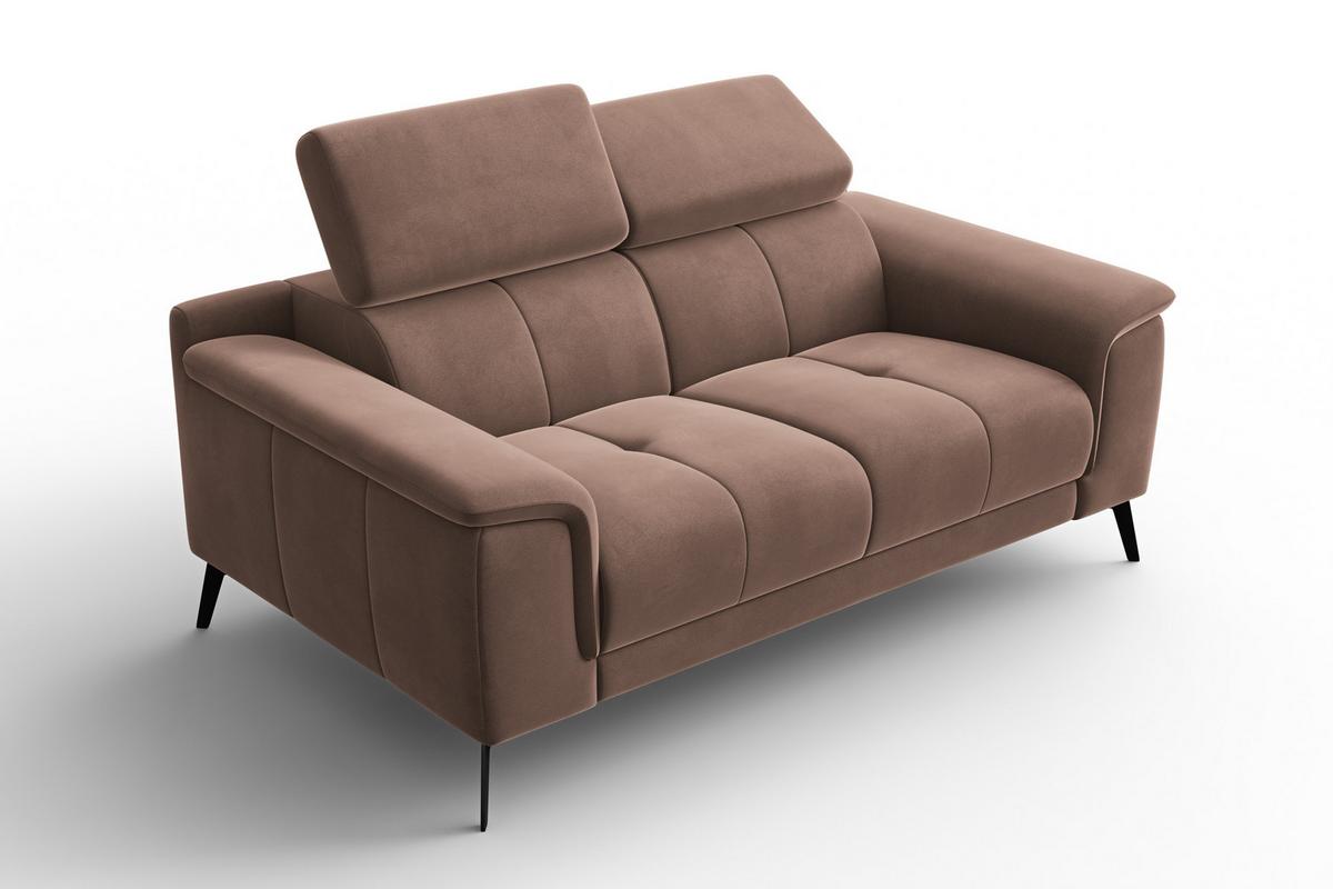 SOFA FIERO 2-Sitzer, Brauner Veloursstoff - Schwarz/Braun, Holz/Textil (170/82/103cm) - Courtois Laville