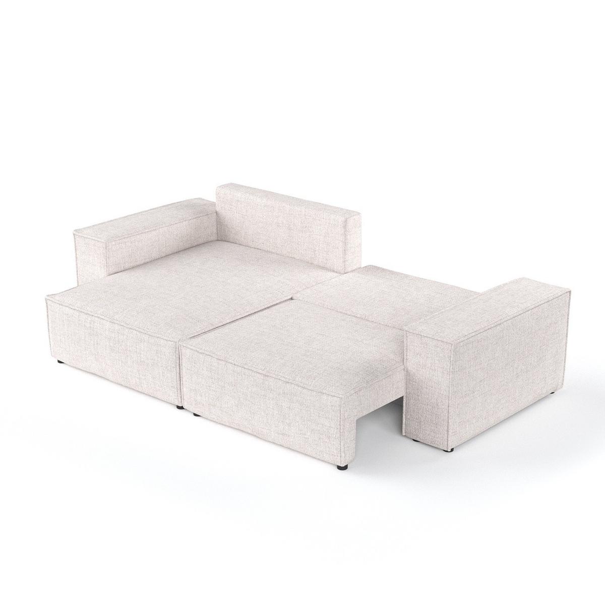 ECKSOFA SENSO mit Schlaffunktion Hellbeige im Neve Stoff - Sandfarben/Schwarz, Holz/Holzwerkstoff (255/148cm) - AltaBeds