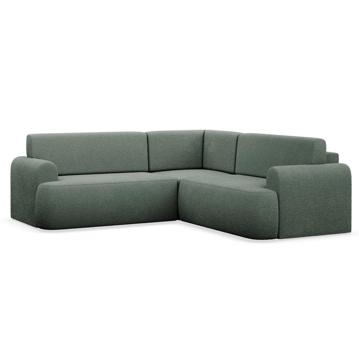 ECKSCHLAFSOFA Kaveo DUNKELGRÜNER PLÜSCH universell mit Eckelement MIT BETTKASTEN - Dunkelgrün/Schwarz, Kunststoff/Textil (245/245cm) - Selsey