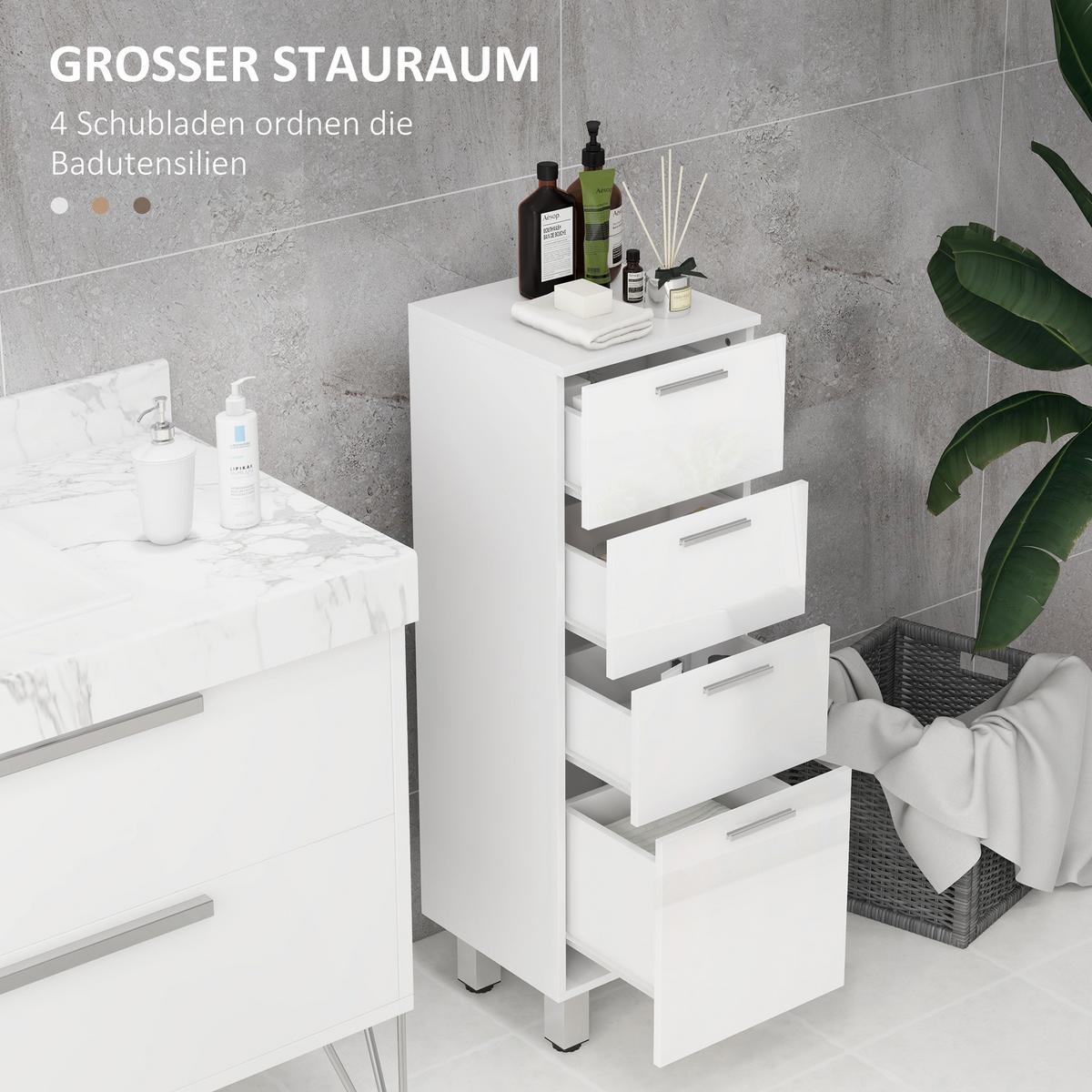 BADEZIMMERSCHRANK Spanplatte Weiß - Weiß, Holzwerkstoff (30/93/30cm) - Kleankin