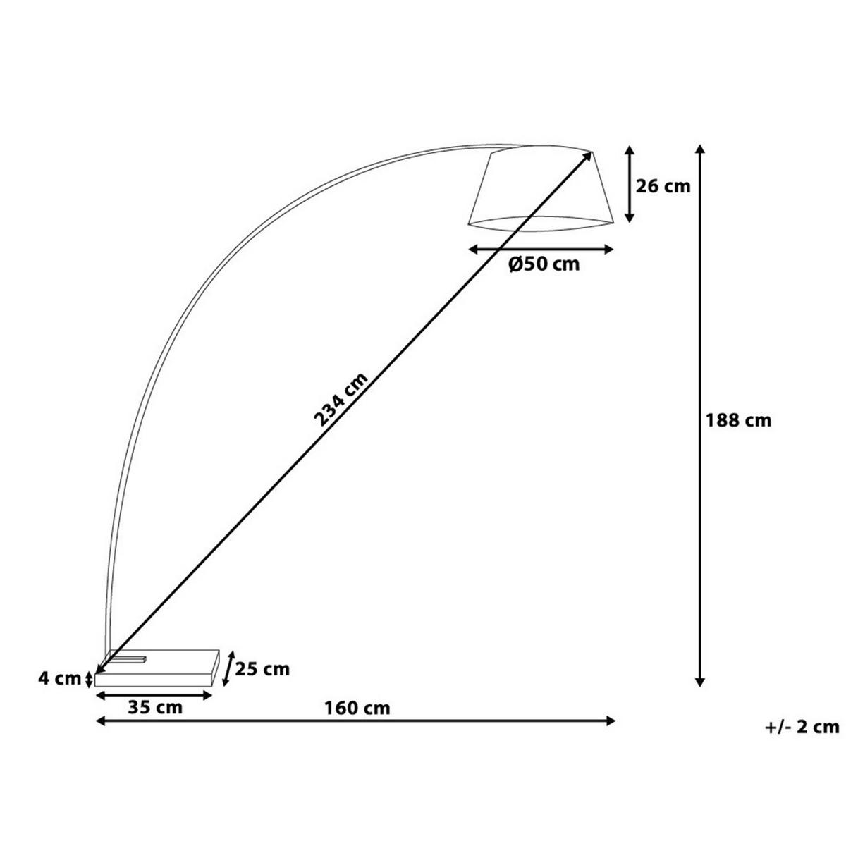 STEHLAMPE Benue 50/160/188 cm - Weiß, Metall (50/50/188cm) - Beliani