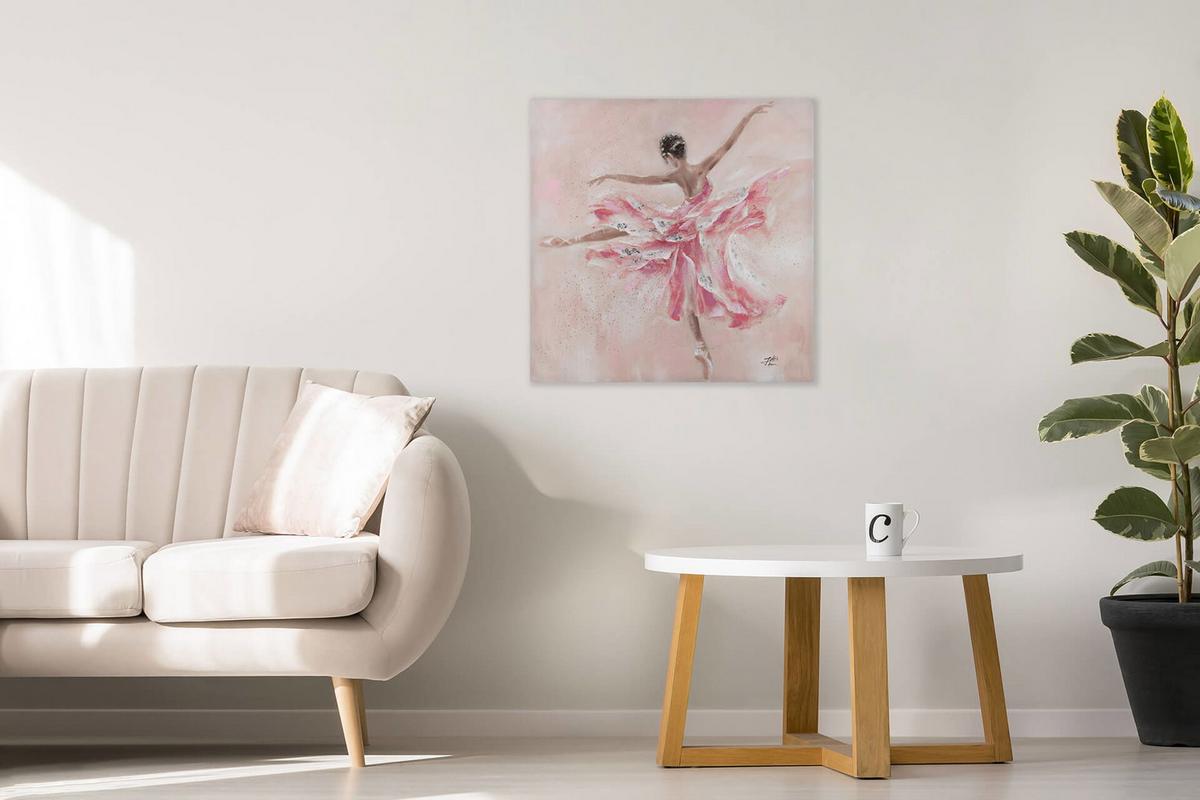 ACRYLBILD HANDGEMALT 80/80 cm - Pink, Holz/Textil (80/80cm) - KUNSTLOFT