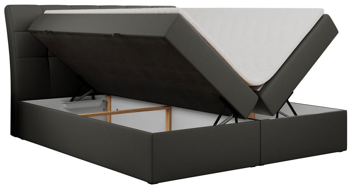 BOXBETT DIEGOS 160/200 Dunkelgrau Kunstleder - H4 - Dunkelgrau, Holz/Textil (160/200cm) - MKS