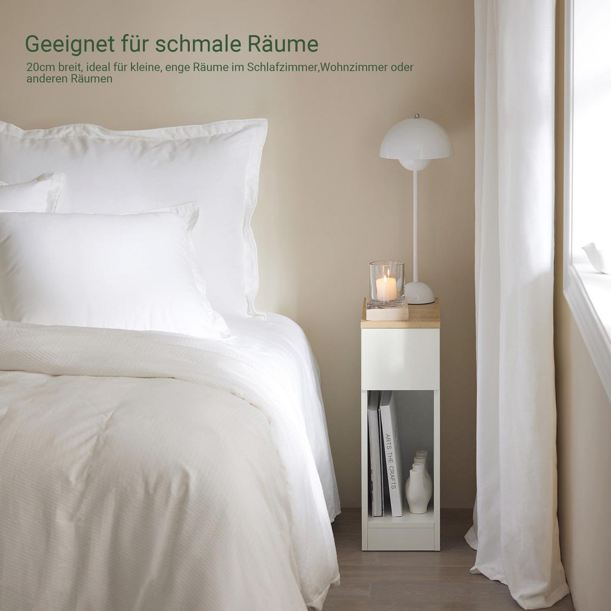 NACHTTISCH 2er Set, Weiß, 20x60x35cm - Weiß, Holzwerkstoff (20/60/35cm) - SoBuy