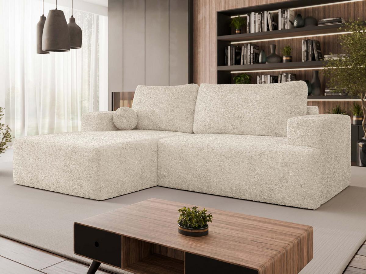ECKSOFA Mivo, Seite: Links - Sandfarben/Schwarz, Holz/Kunststoff (266/163cm) - MIRJAN24