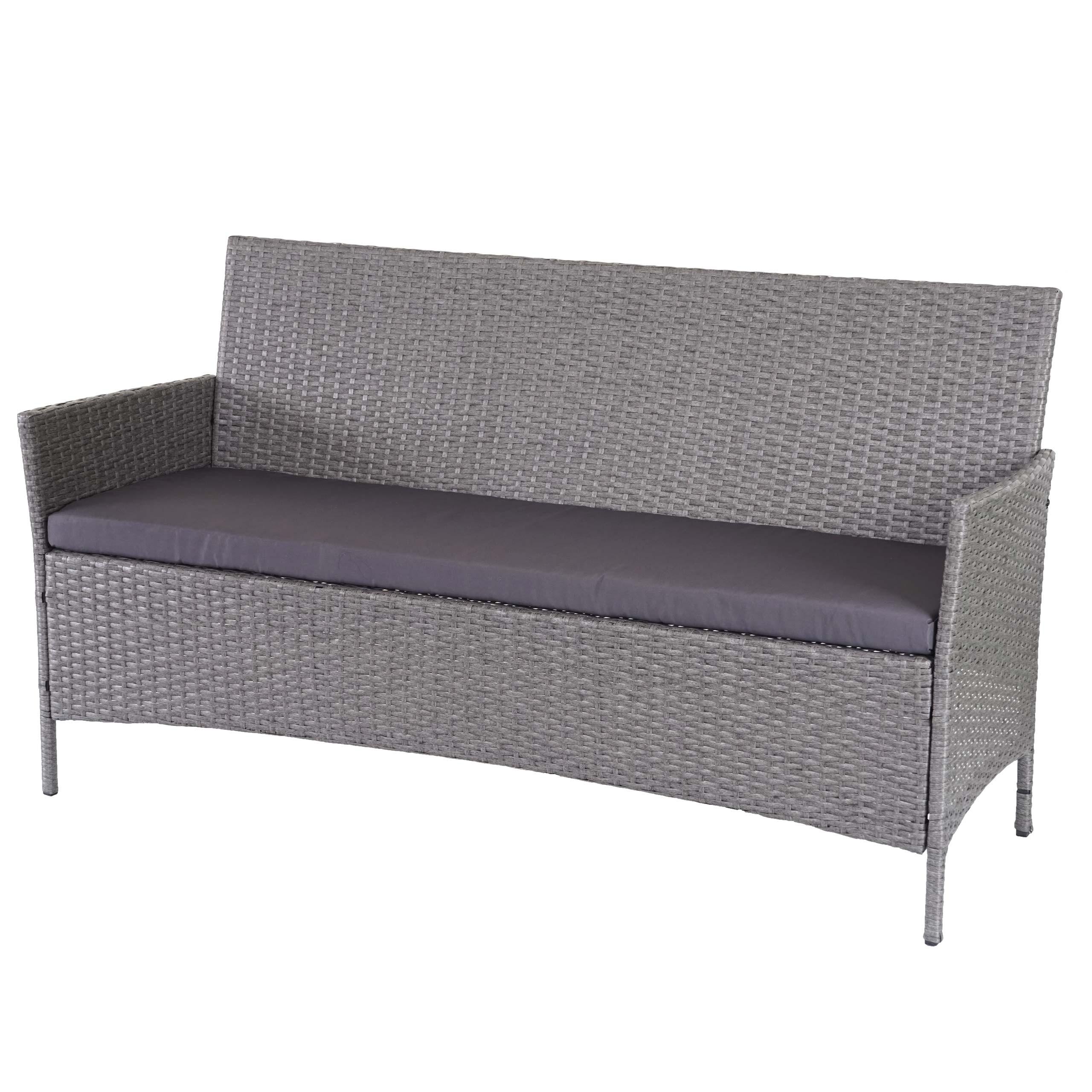 3-SITZER POLY-RATTAN GARTENBANK Hellgrau, Grau - Hellgrau/Grau, Kunststoff (154/82/60cm) - MCW