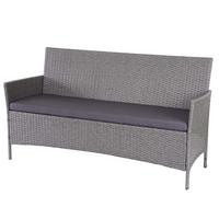 3-SITZER POLY-RATTAN GARTENBANK Hellgrau, Grau - Hellgrau/Grau, Kunststoff (154/82/60cm) - MCW
