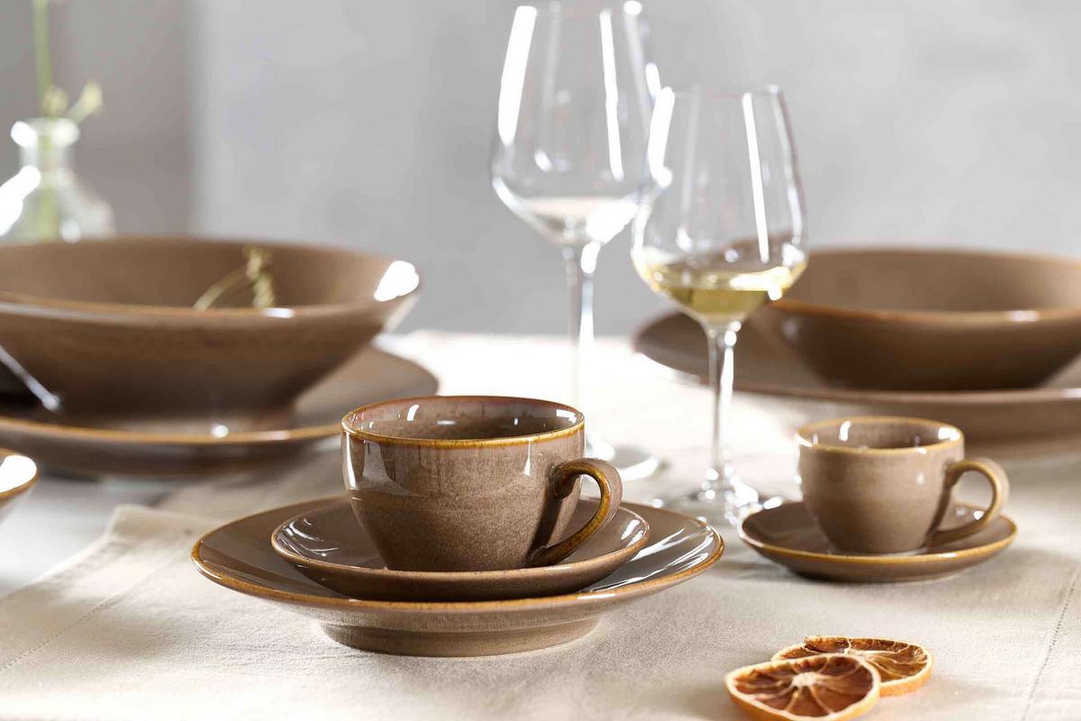FRÜHSTÜCKS-SET Sahara Dunkelbraun 18-tlg. - Braun, Keramik (2/2/2cm) - Ritzenhoff Breker