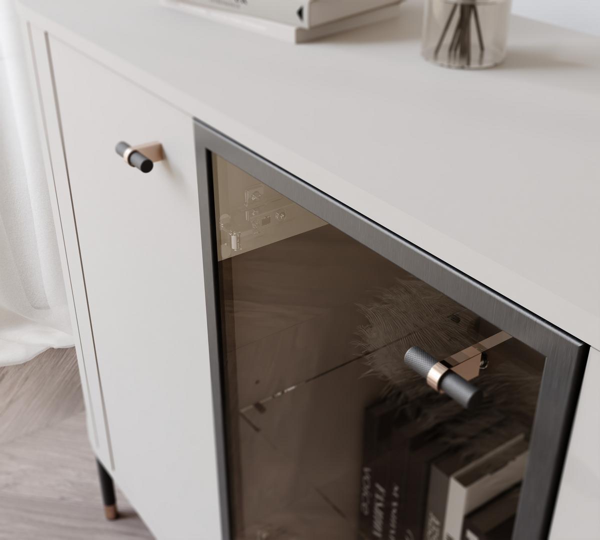 KOMMODE geriffelt, dreitürig, Kaschmir - Kaschmir, Holzwerkstoff (150/81/40cm) - Idohome