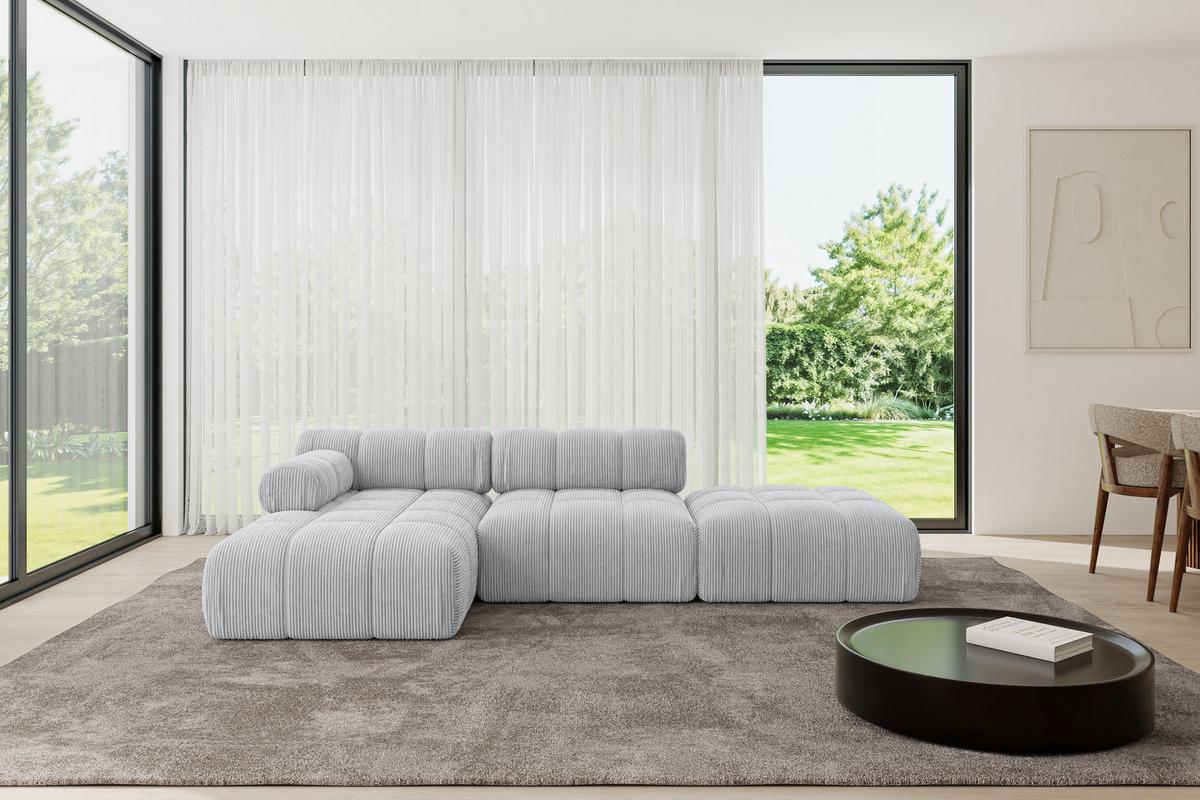 ECKSOFA modulares Sofa Lizur-L1 - 285x160x70 cm Grau Cord - Grau, Holzwerkstoff/Textil (285/160cm) - ALTDECOR
