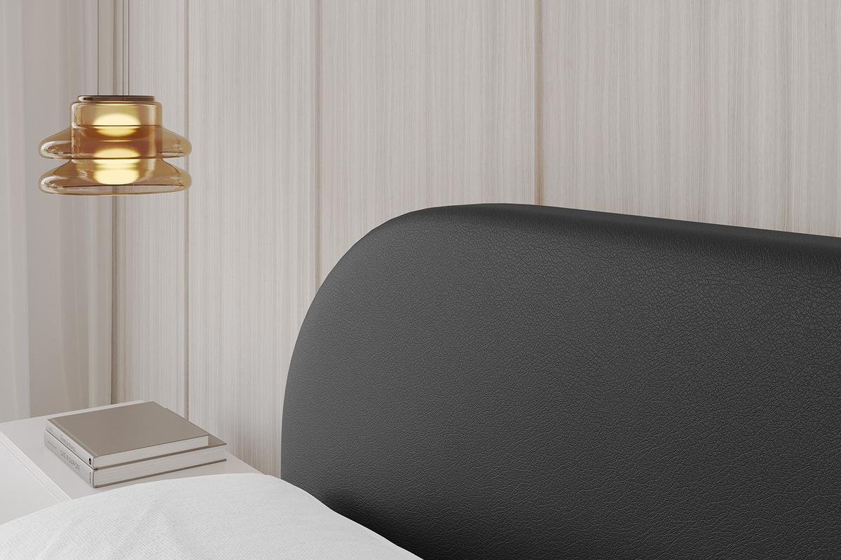 POLSTERBETT mit Bettkasten, Fußteil und Lattenrost, Boxbett mit Matratze H3/H4 - TIVON-Z-V1 180x200 Schwarz Kunstleder - Schwarz Hochglanz, Holzwerkstoff/Textil (180/200cm) - ALTDECOR