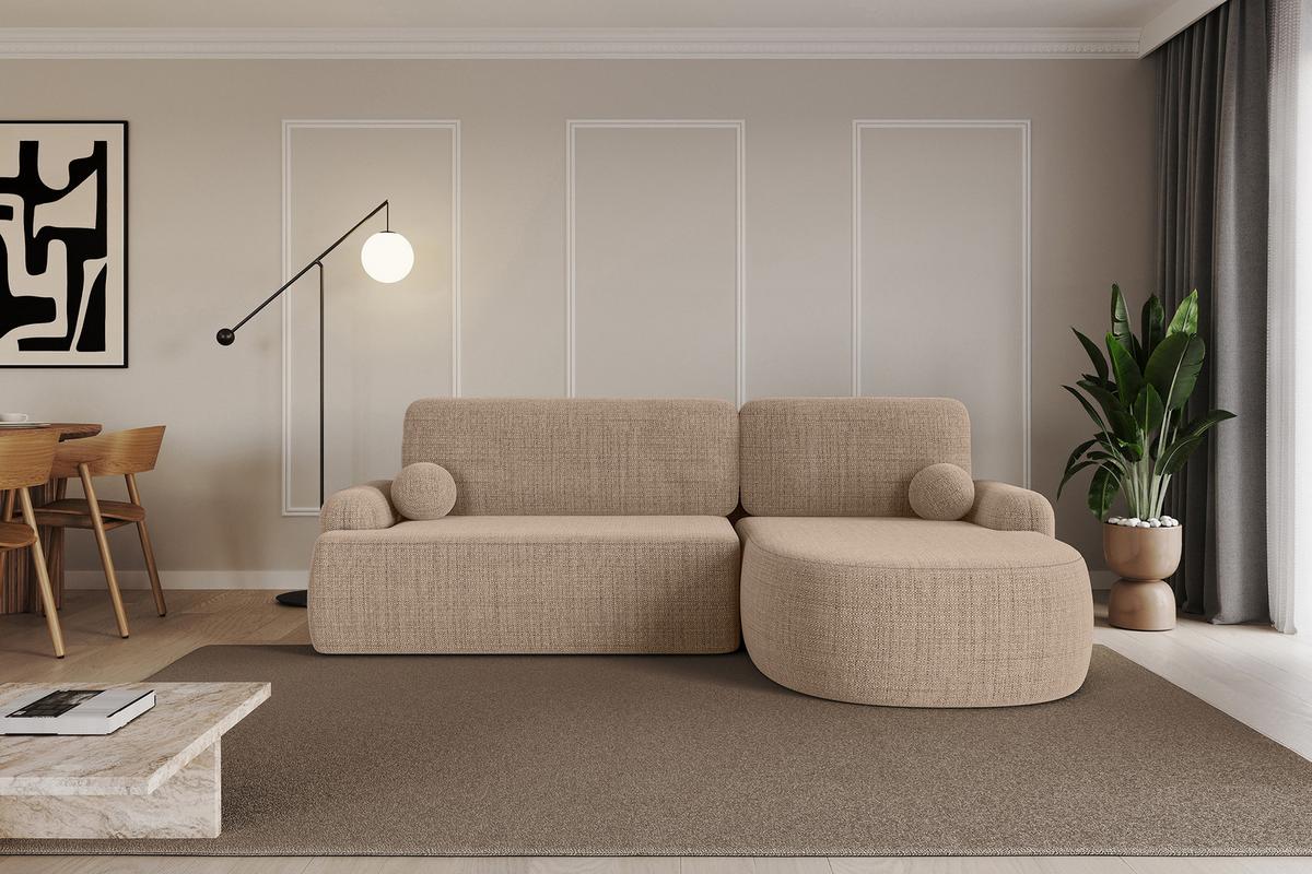 ECKSOFA mit Schlaffunktion und Bettkasten LIRA-L - 264x172x89 Dunkelbeige - Sahara, Holzwerkstoff/Textil (172/264cm) - ALTDECOR