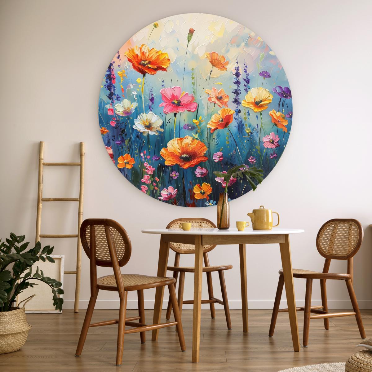 WANDBILD Blumen - Natur - Aquarell - Kunst Deko Groß 150x150 cm - Multicolor, Kunststoff (150/150cm) - MuchoWow