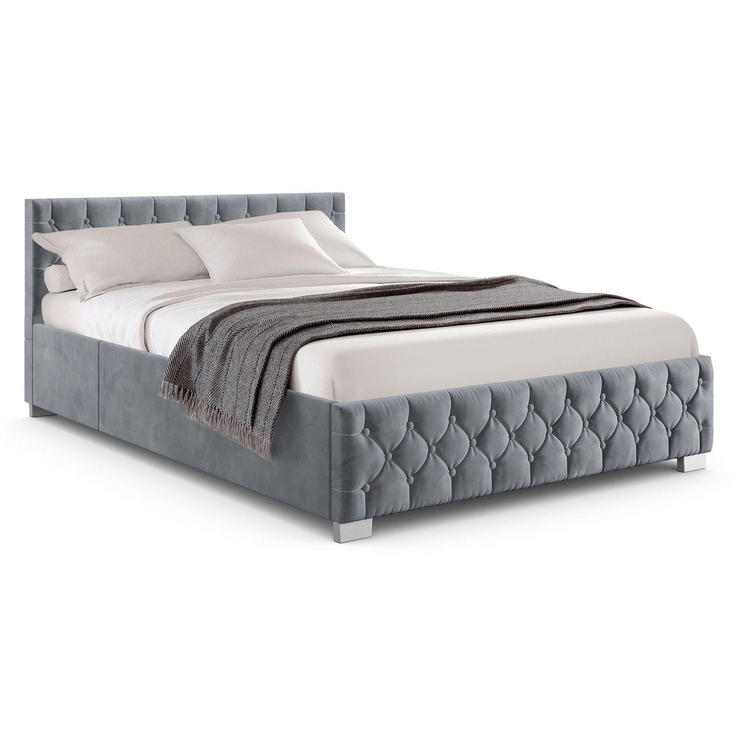 POLSTERBETT Nizza Dunkelgrau 140x200 cm mit Bettkasten und LED - Dunkelgrau, Holzwerkstoff (140/200cm) - Juskys