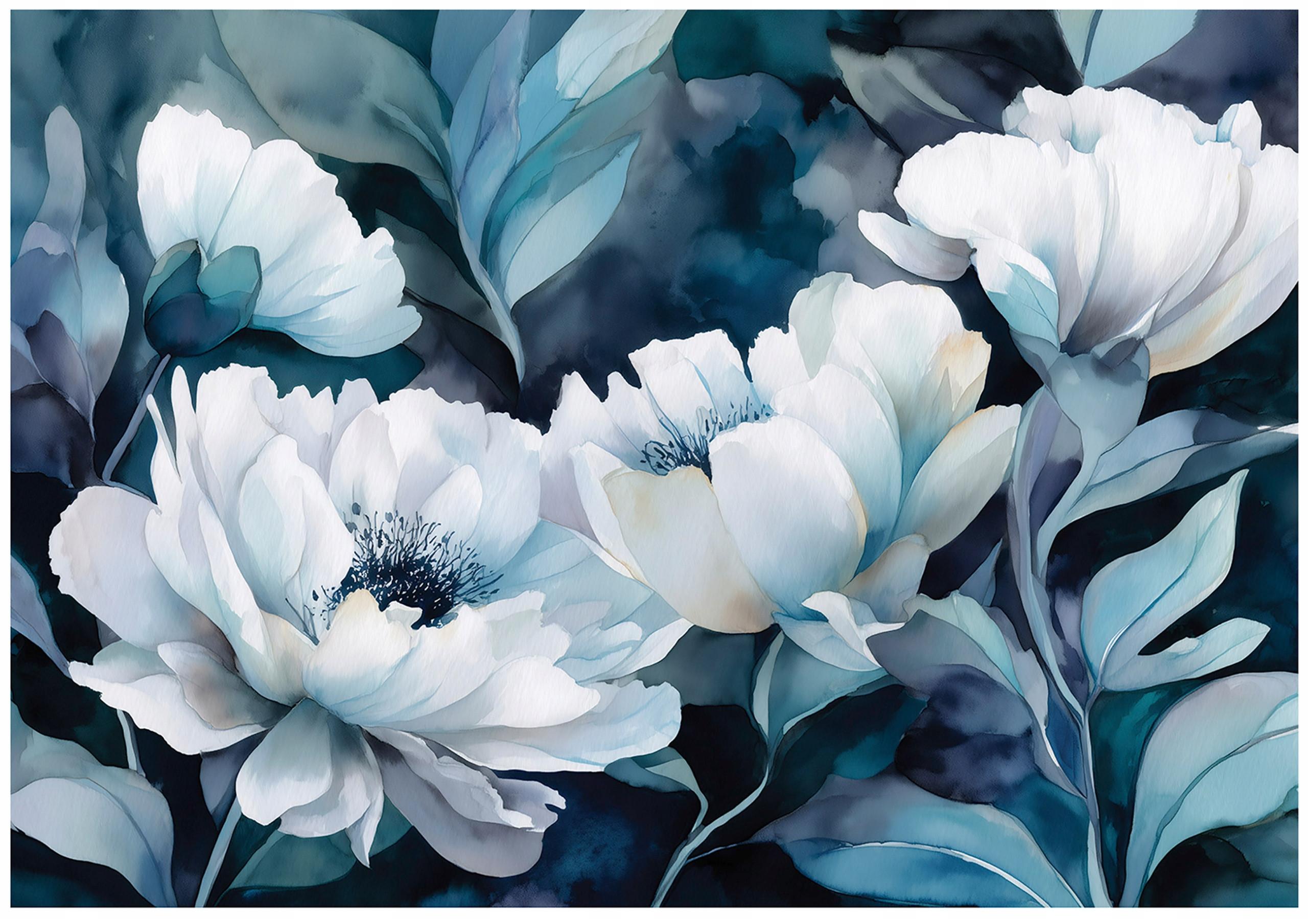 FOTOTAPETE Blumen Abstrakt Blau 300x210 cm - Multicolor, Papier (300/210cm) - Wallarena