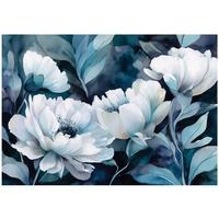 FOTOTAPETE Blumen Abstrakt Blau 300x210 cm - Multicolor, Papier (300/210cm) - Wallarena