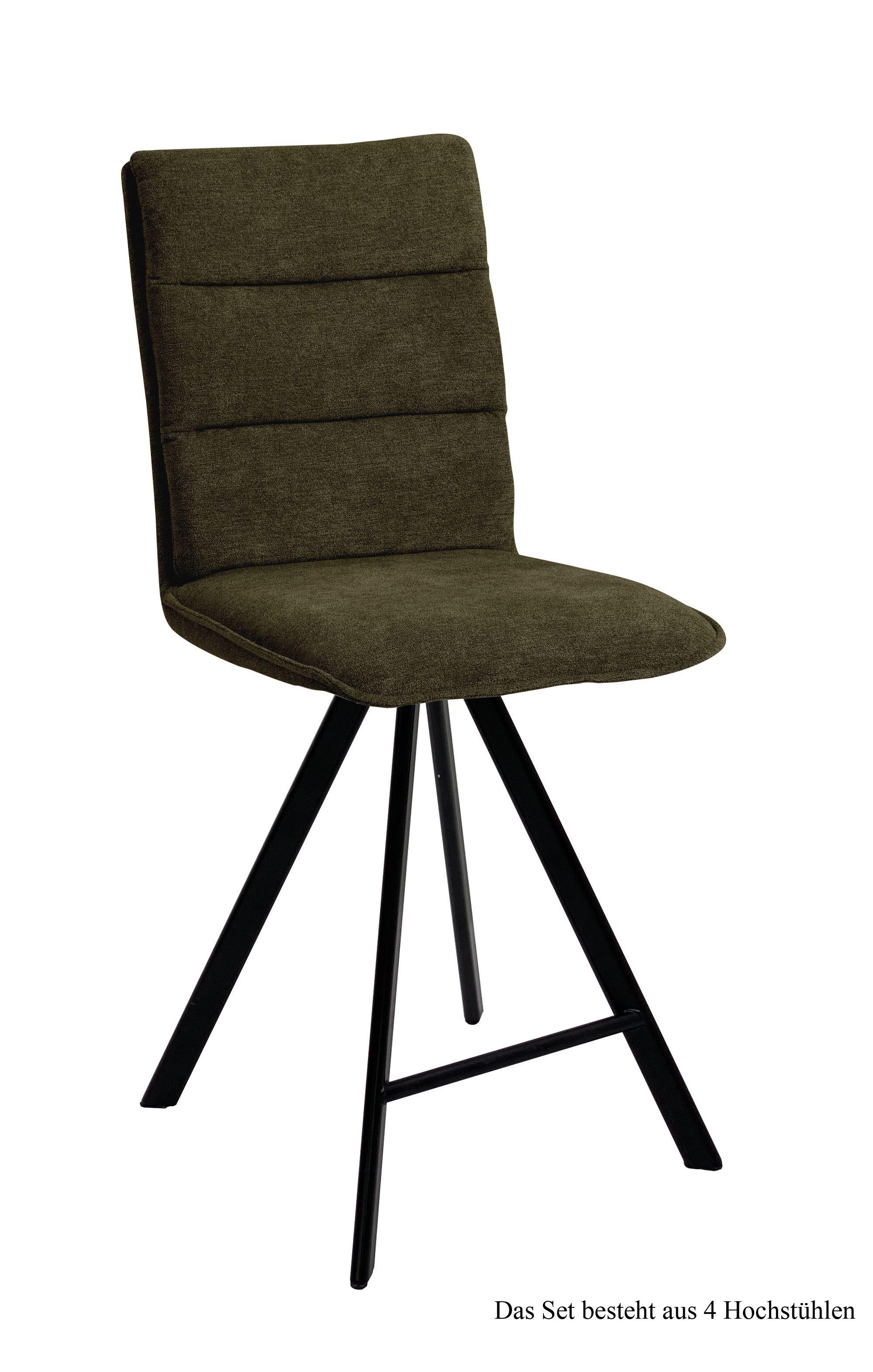 THEKENSTUHL (4er-Set) Deliane 47x109x60 Schwarz/Khaki - Dunkelgrün/Schwarz, Kunststoff (60/109/47cm) - 58aufmkessel