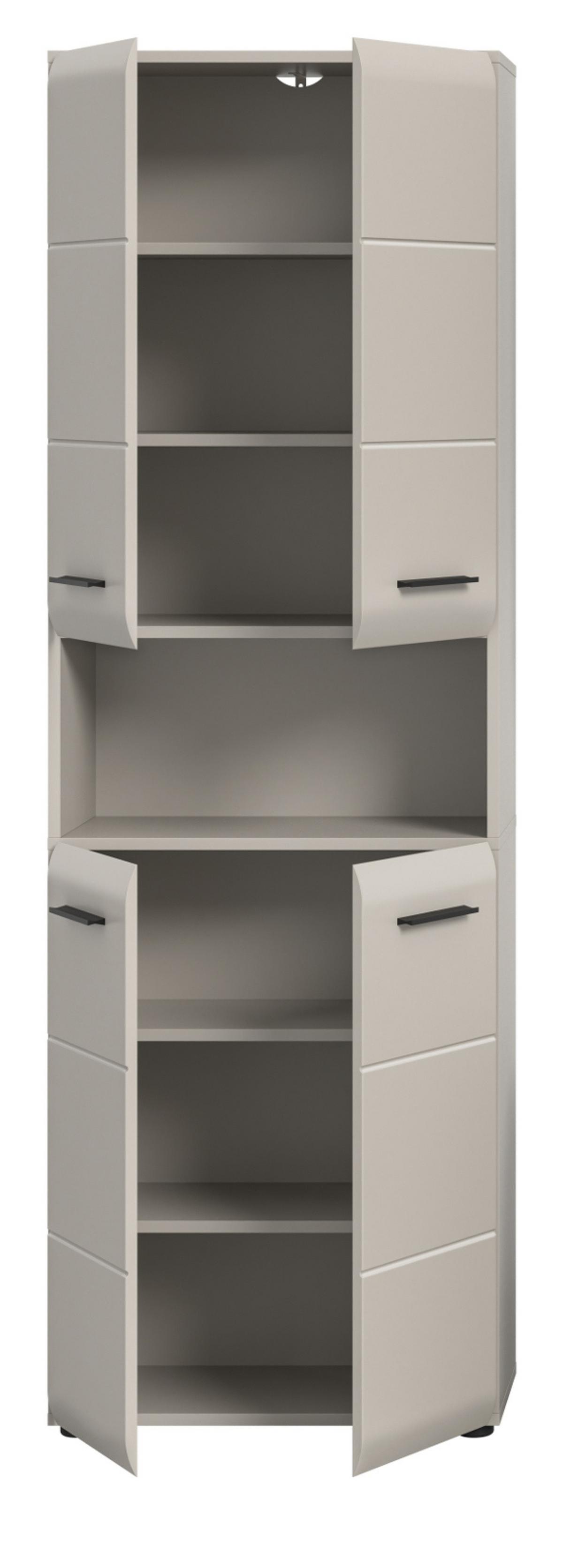 HOCHSCHRANK Kaschmir 60 x 185 cm, Badschrank mit viel Stauraum - Kaschmir/Schwarz, Holzwerkstoff/Kunststoff (60/185/30cm) - Inn.Furn