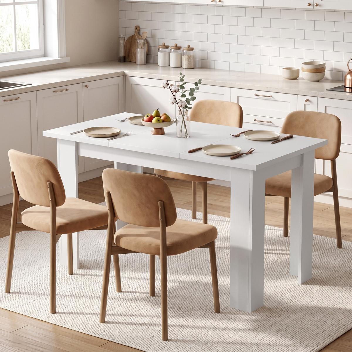 ESSTISCH Spanplatte Weiß - Weiß, Holzwerkstoff (120/60/75.5cm) - HOMCOM