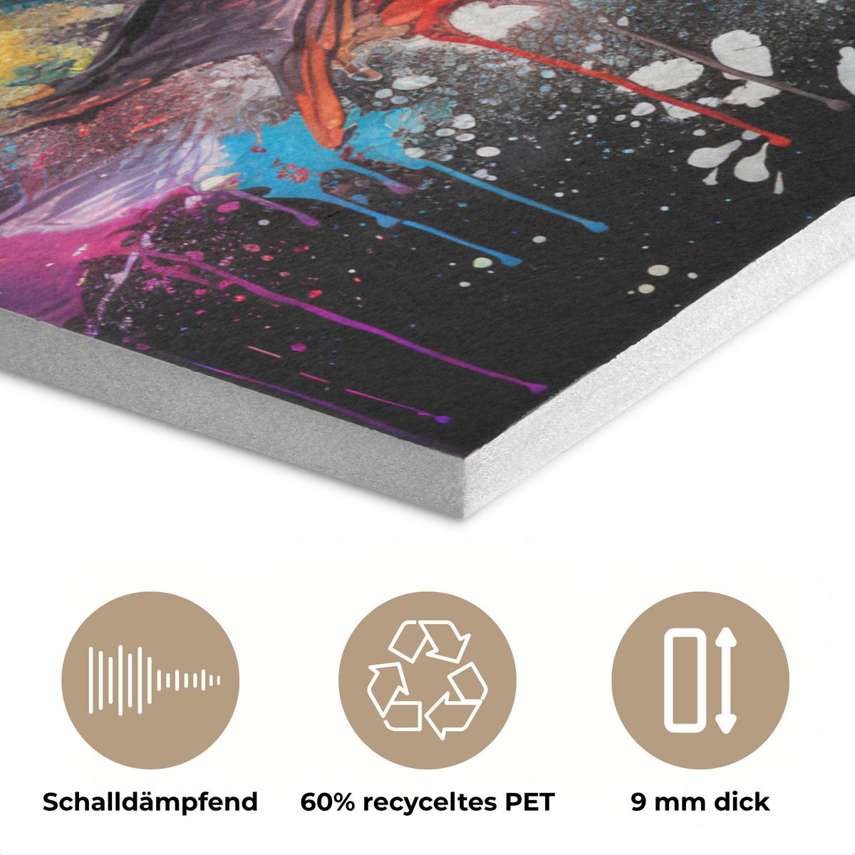 AKUSTIKBILD Fußball - Farbe - Farben - Schwarz - Weiß Wanddeko 60x90 cm - Weiß, Kunststoff (60/90/0.9cm) - MuchoWow